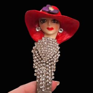 ❤️ RED HAT Lady Bling Pin Brooch